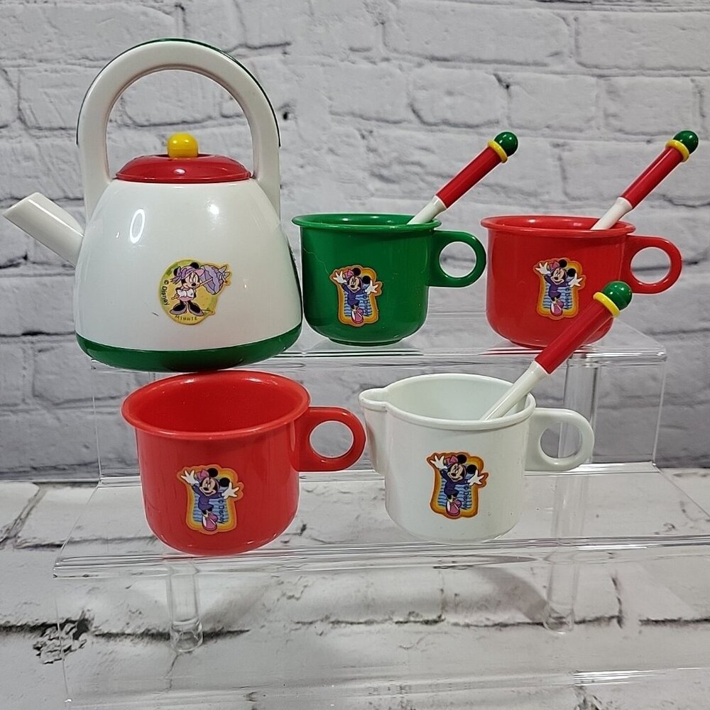 Vintage‎ Disney Mickey Minnie Dishes Teapot Cups Spoons set